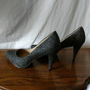 Ellen Tracy black glitter heels size 8.5 new